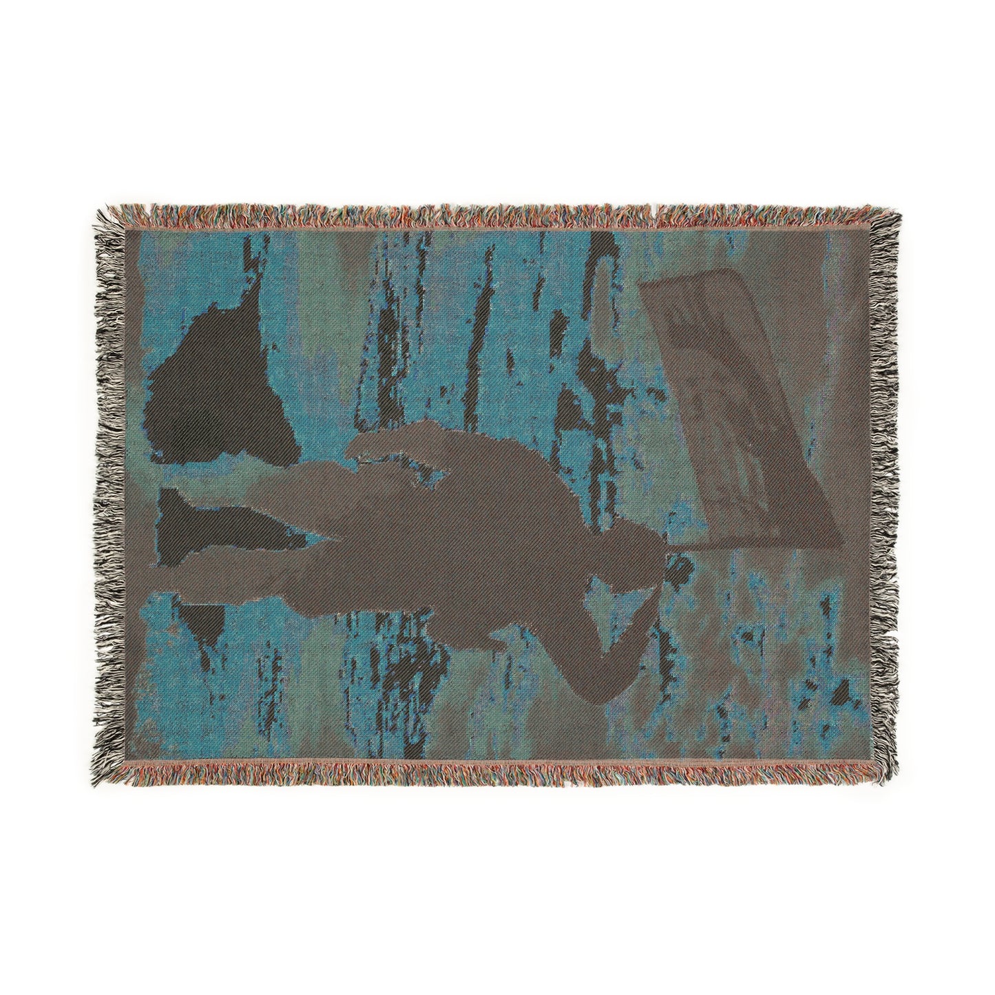 Sunset Surfer Woven Blanket — Retro Surf Silhouette Throw