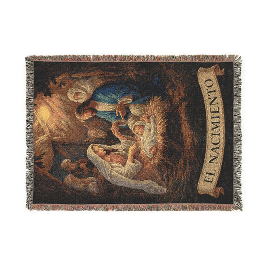 Nativity Woven Blanket - Cozy Christmas Decor